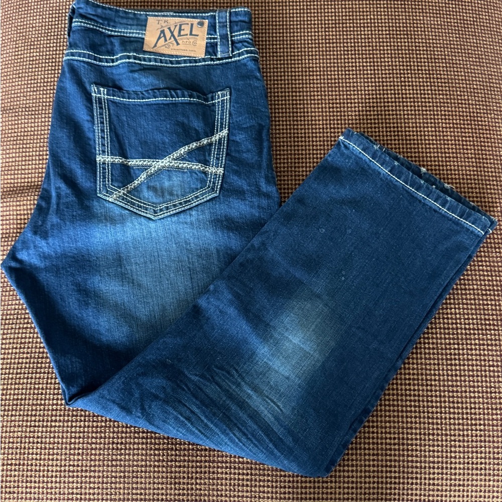 Blue Straight-Leg Jeans with Natural Fading
